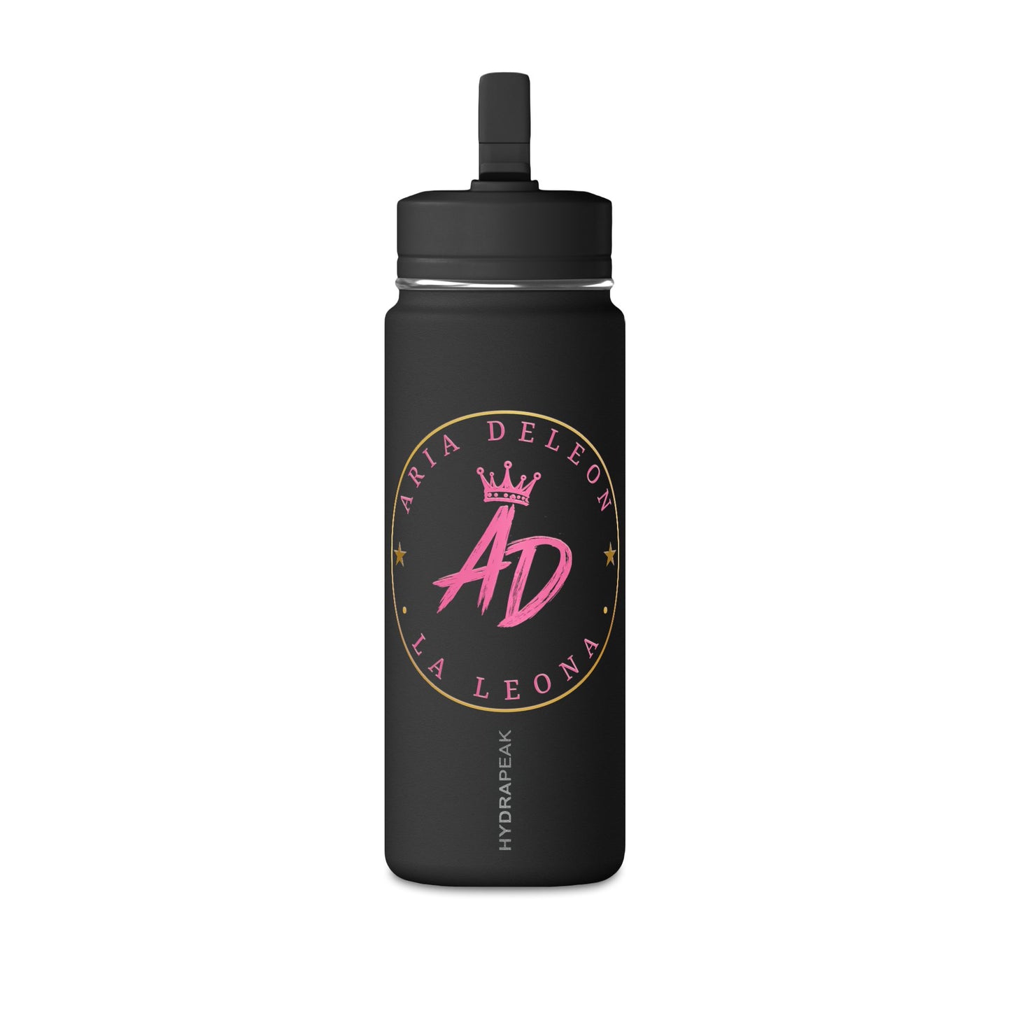 20oz Mini Water Bottle — Pink Crown "AD" Monogram Stainless Sports Bottle