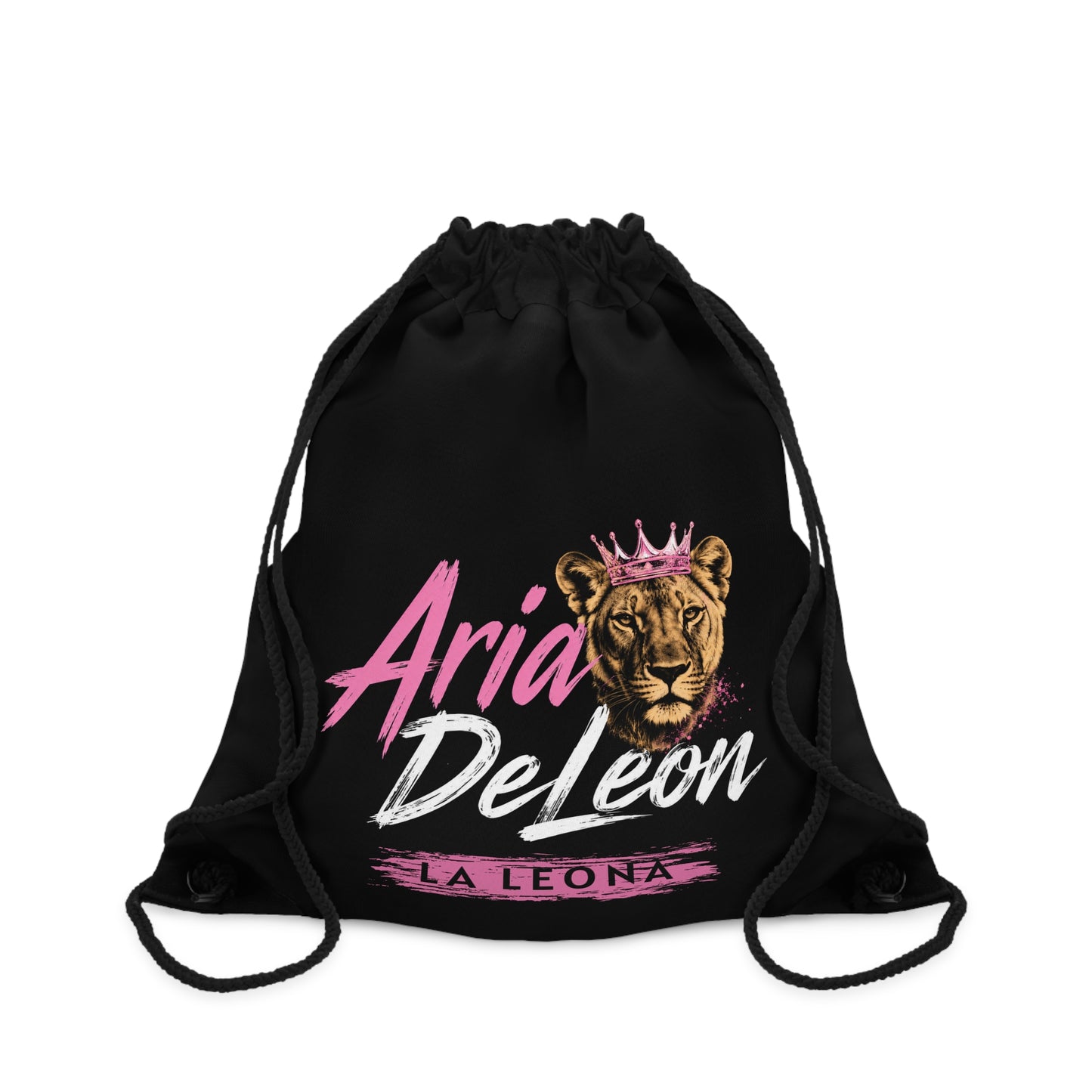 Drawstring Bag — "Aria Deleon La Leona" Lioness Graphic Gym Sack